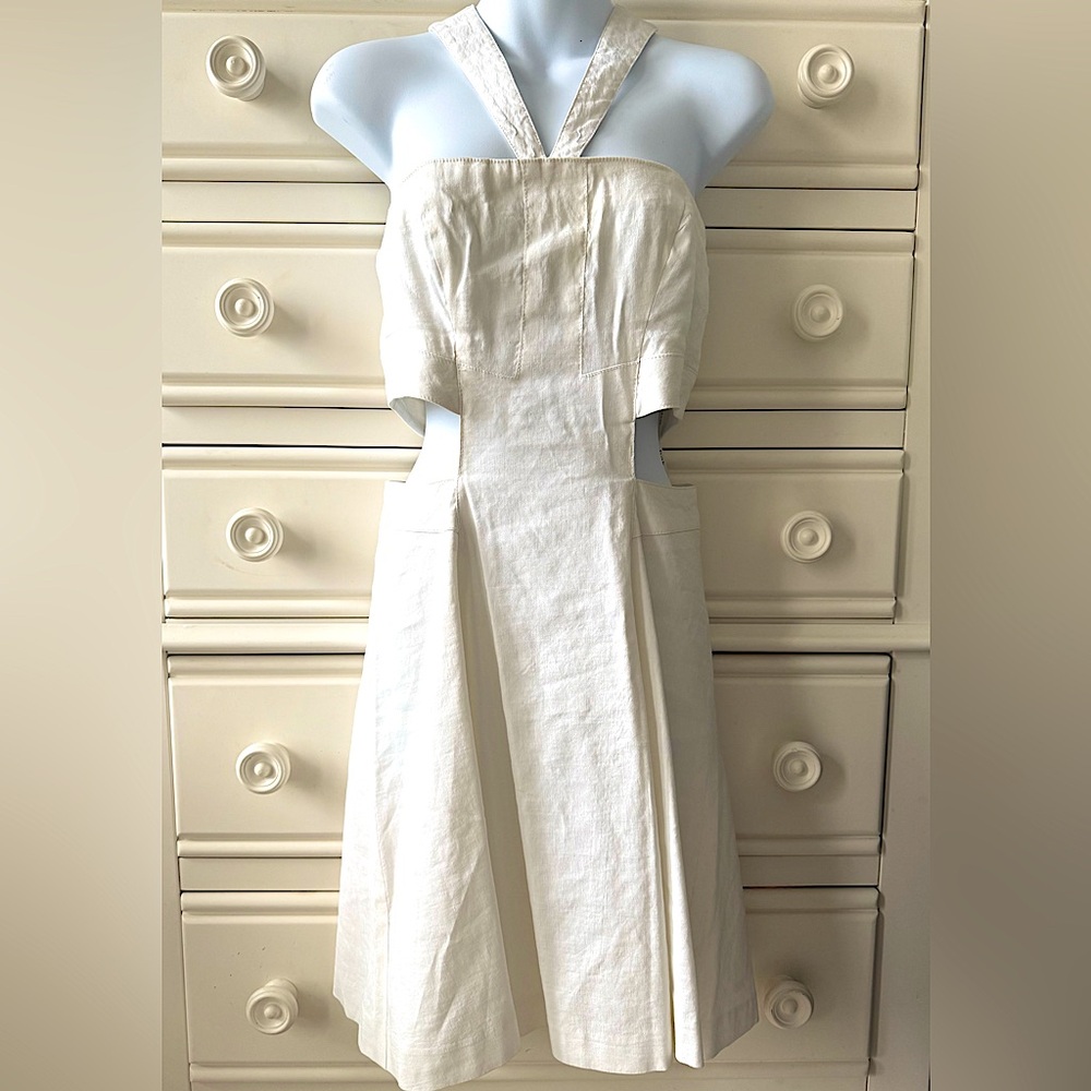 Bebe 1990s Cutout Dress- linen mix